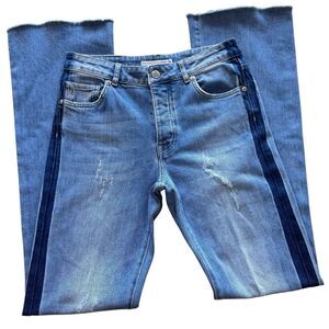 SILVIAN HEACH Jeans 28 Farrah Flare Leg Raw Hem Button Fly Boho Western PRISITNE